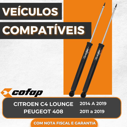 Par Amortecedor Traseiro Citroen C4 Lounge Peugeot 408 Cofap