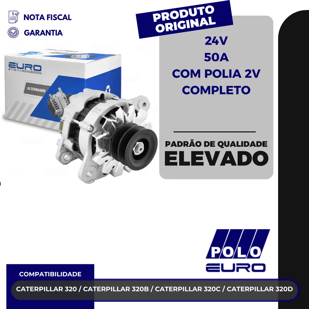 Alternador Caterpillar 320 320b 320c 320d4 24v50a Polia 2v