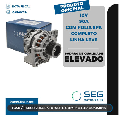 Alternador F350 F4000 Cummins 12v 90a 2014 Com Polia 8pk