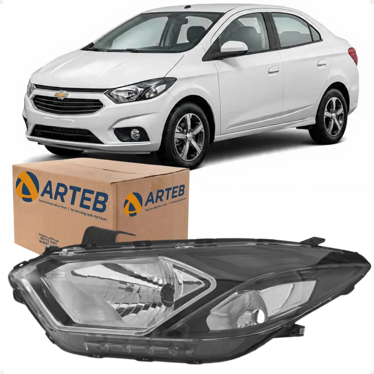 Farol H4 Mascara Negra Prisma Ltz Onix 2017 A 2019 Arteb