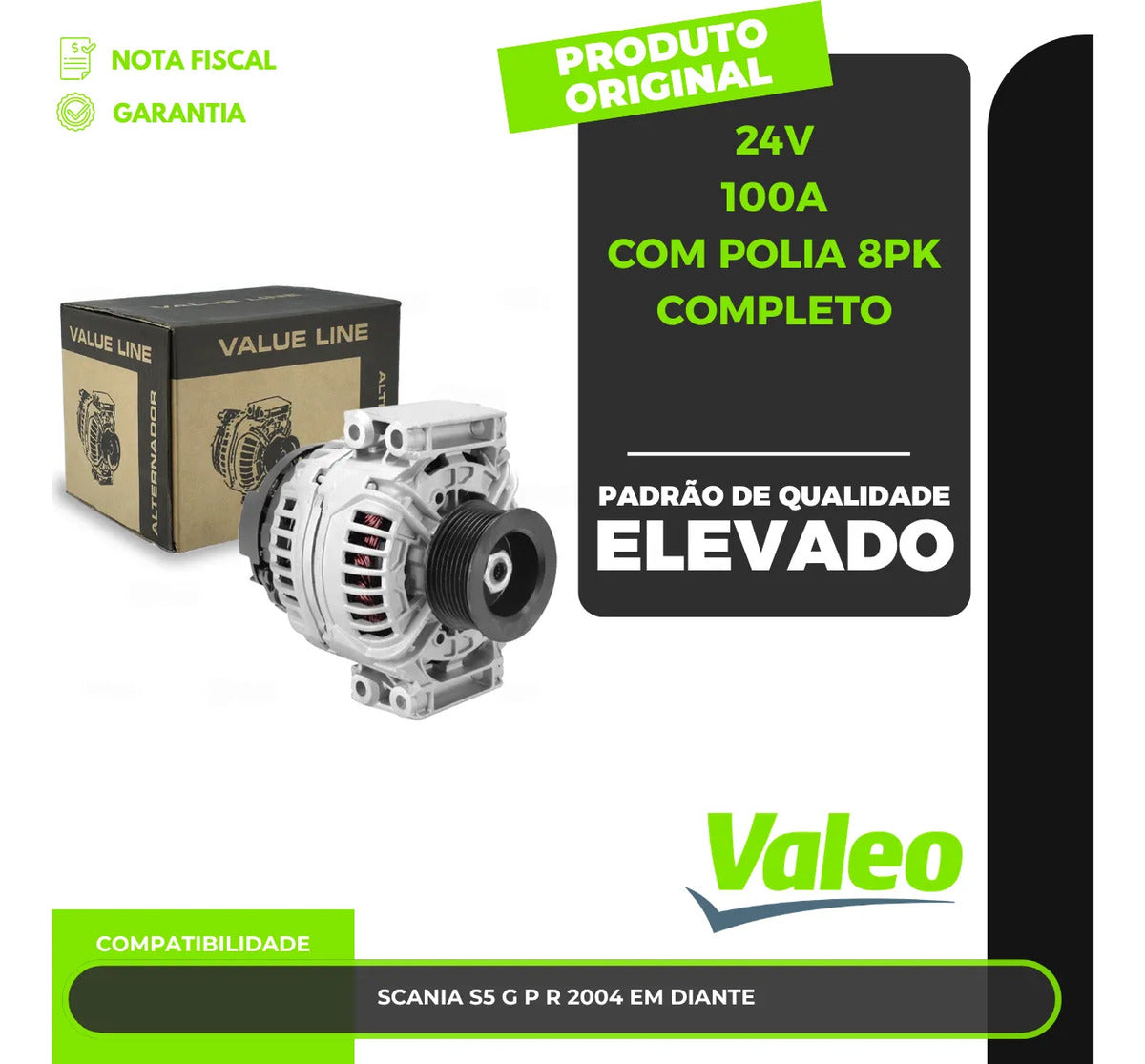 Alternador Scania S5 G P R 2004 Em Diante 12v 100a Com Polia