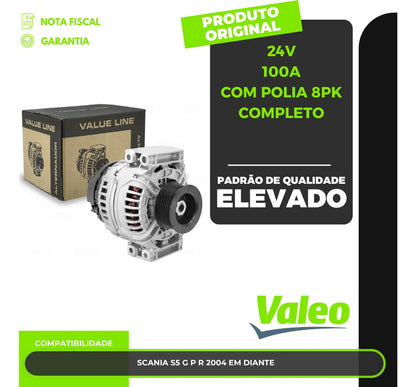Alternador Scania S5 G P R 2004 Em Diante 12v 100a Com Polia