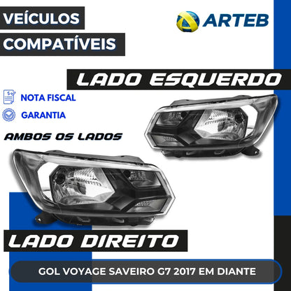 Farol Másc Negra Gol Voyage G7 2018 19 20 2021 Origina Arteb