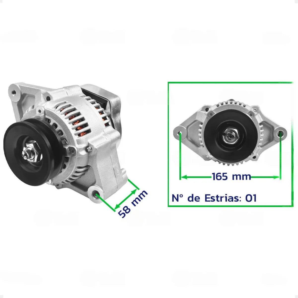 Alternador Empilhadeira Toyota 1998 A 2005 12v 50a Com Polia