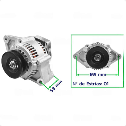 Alternador Empilhadeira Toyota 1998 A 2005 12v 50a Com Polia