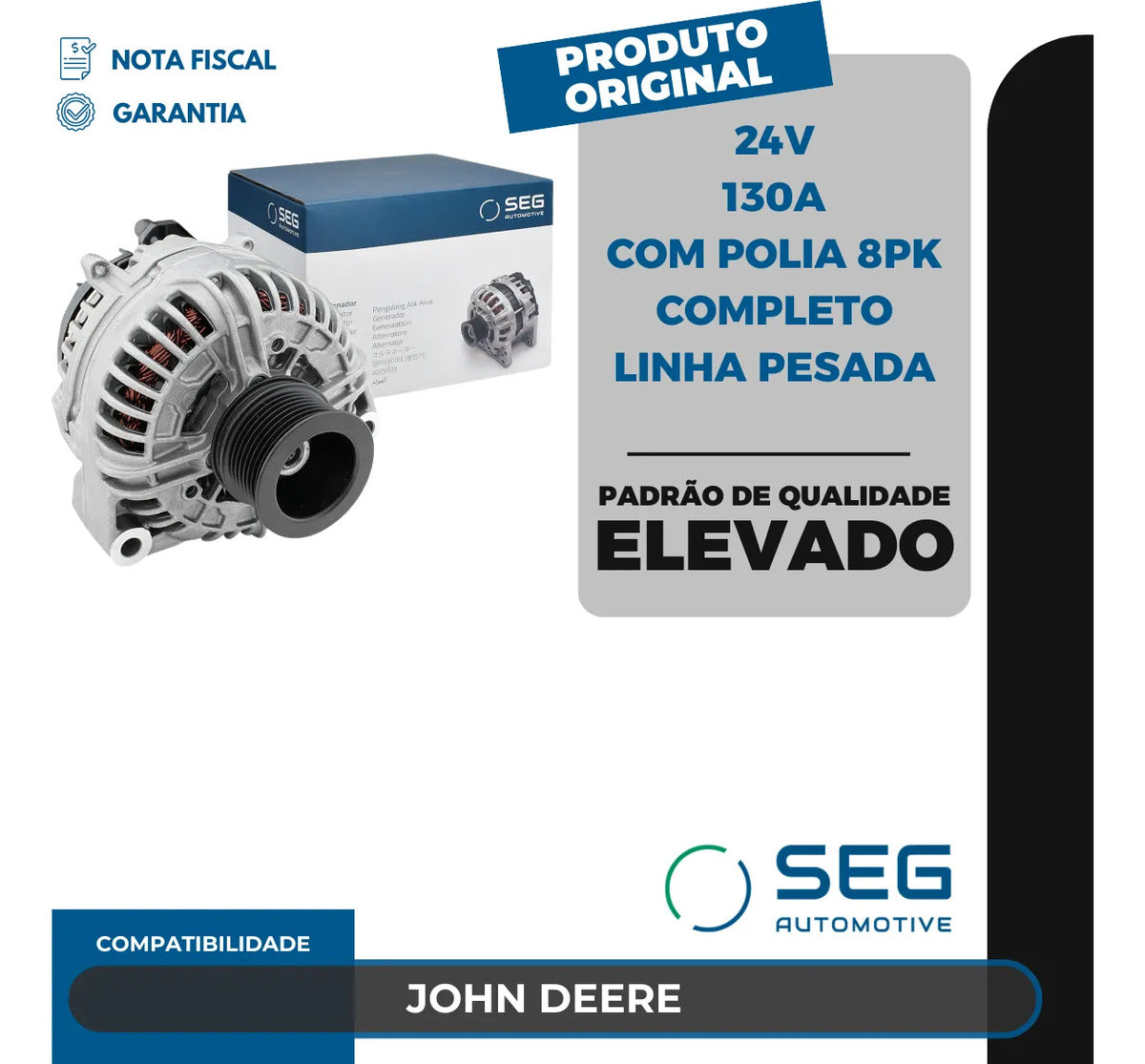 Alternador John Deere 24v 130a Com Polia 8pk
