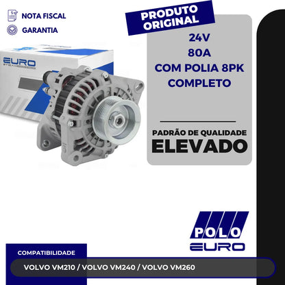 Alternador Volvo Vm210 / Volvo Vm240 / Volvo Vm260 24v 80a