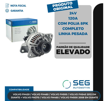 Alternador Volvo Fh Fm 24v 120a Com Polia 8pk 2008