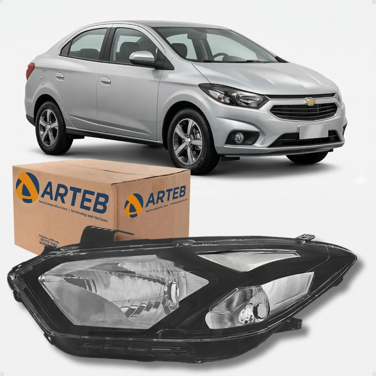 Farol Para Gm Onix Prisma Lt 2017 A 2019 Máscara Negra Arteb