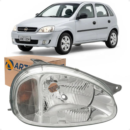Farol Corsa 1994 A 2010 Lente Lisa Vidro Carcaca Cinza Arteb