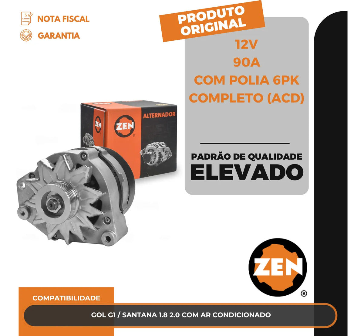 Alternador Gol G1 / Santana 1.8 2.0 Com Ar Condicionado 12v