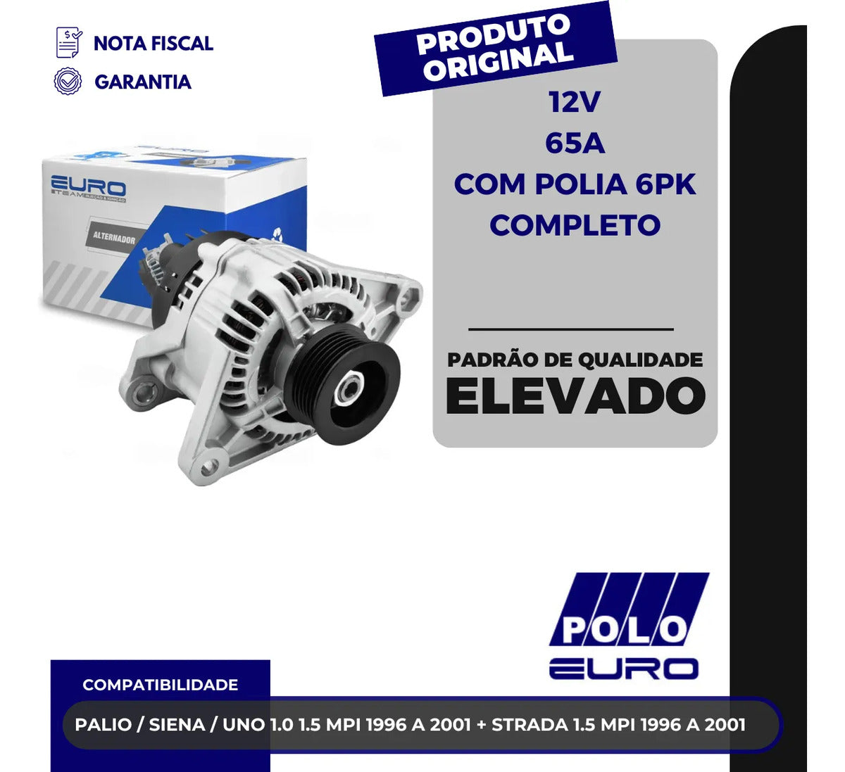 Alternador Fiat Uno Palio Strada Siena 1.0 1.5 65a 1996/2004