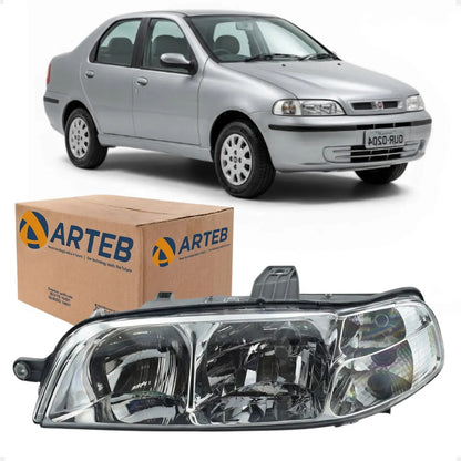 Farol Fiat Siena 2001 2002 2003 2004 Carcaça Cinza Arteb