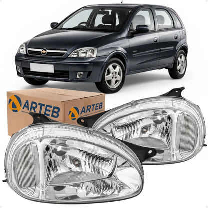 Farol Vidro Corsa 1994 A 2010 Lente Lisa Pisca Amarelo Arteb