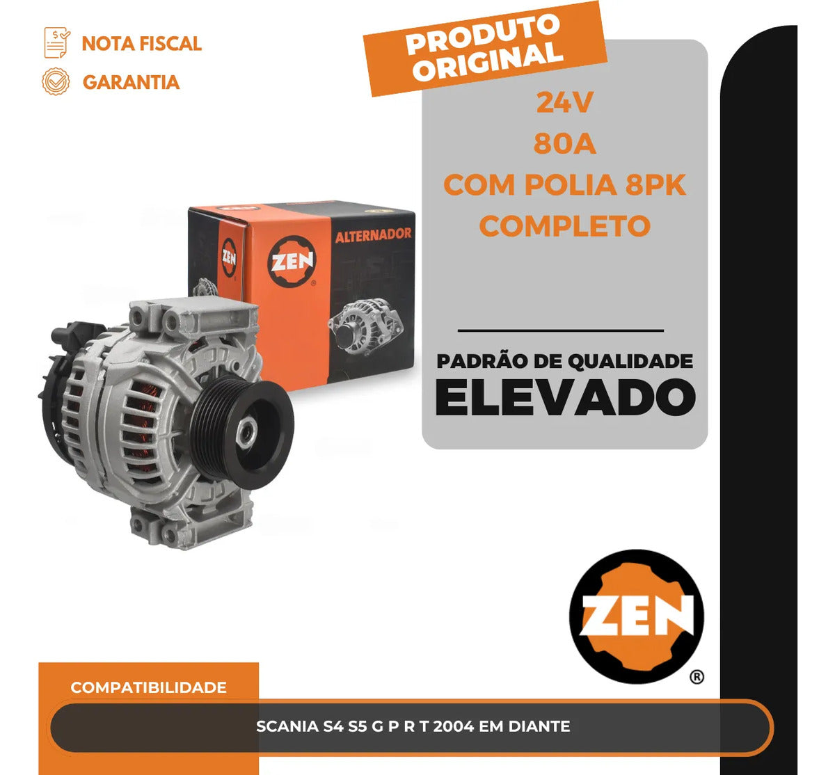 Alternador Scania S4 S5 G P R T 2004 Em Diante 24v80a