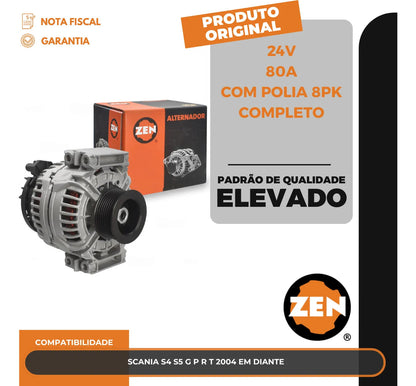 Alternador Scania S4 S5 G P R T 2004 Em Diante 24v80a