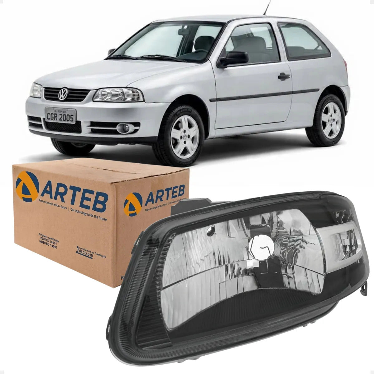 Farol Gol G4 2005 Diante Máscara Negra Defletor Cromad Arteb