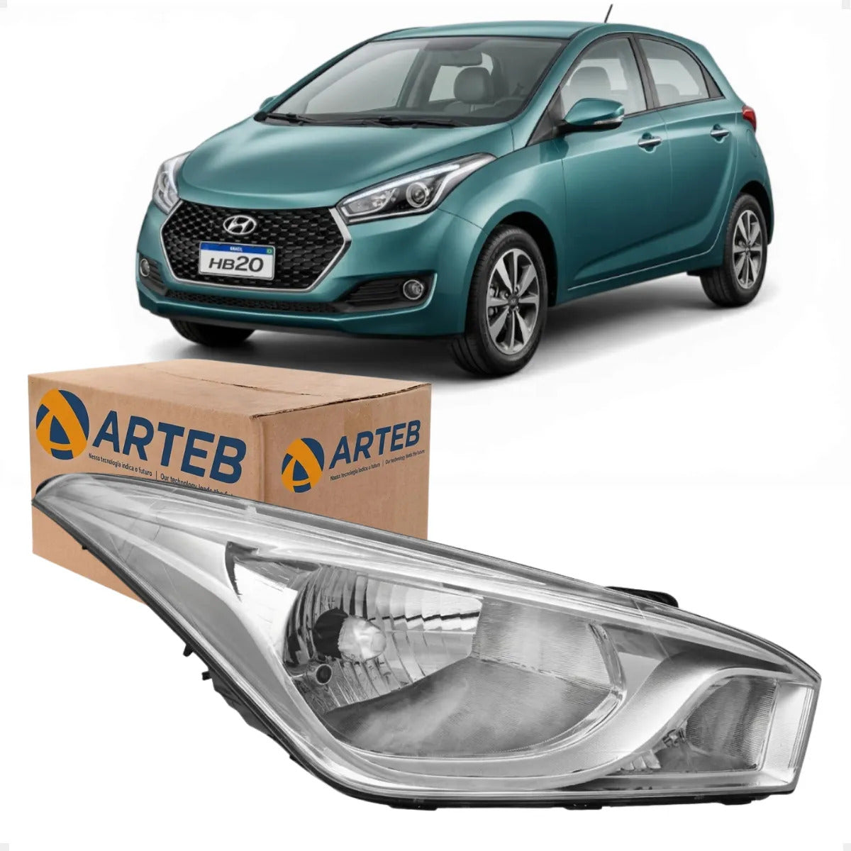 Farol Moldura Metalizada Hb20 Hb20s 2012 13 14 A 2019 Arteb