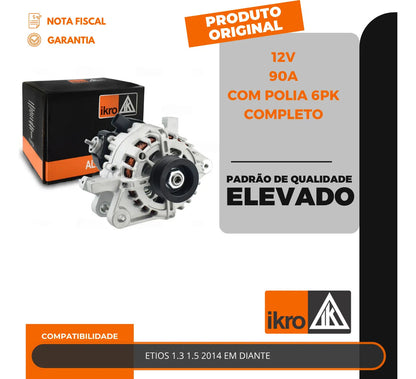 Alternador Etios 1.3 1.5 90a 12v Com Polia 6pk  Completo