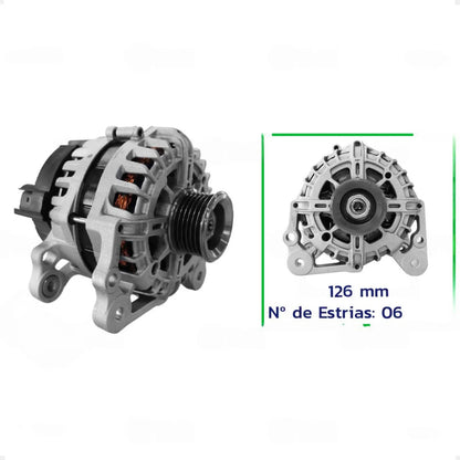 Alternador Polo Virtus 1.0 Após 2017  12v 90a Completo 6pk