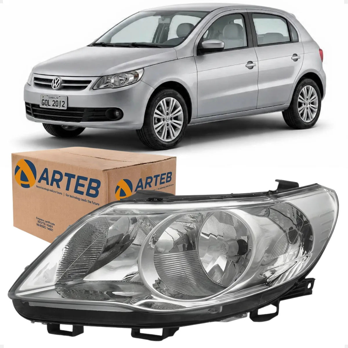 Farol Vw Gol G5 2008 A 2013 Foco Duplo Defletor Malha Arteb