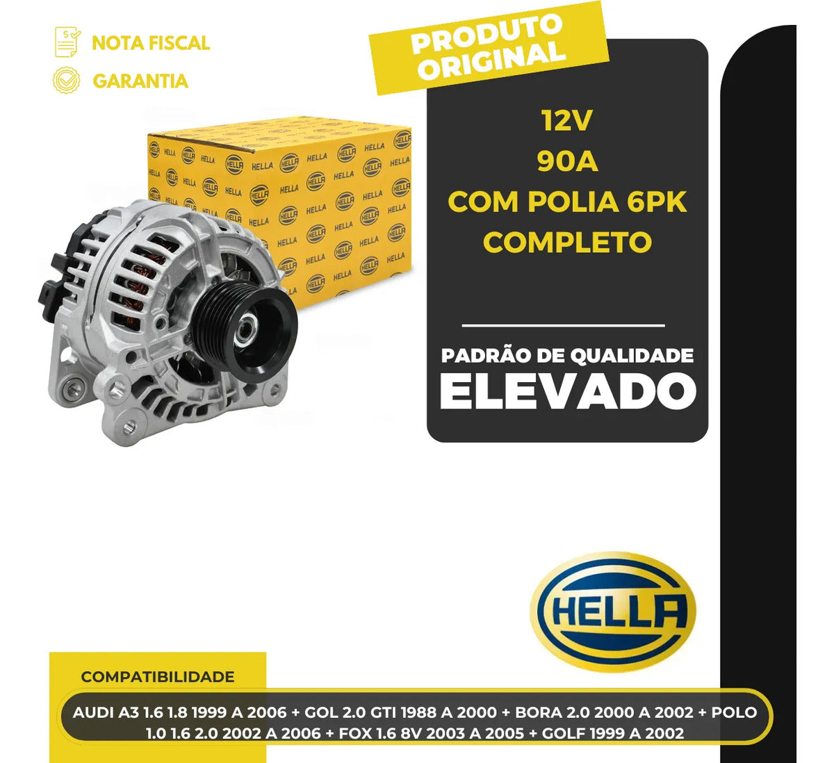 Alternador Audi A3 Golf Polo Fox Bora Gol Gti 12v90a6pk