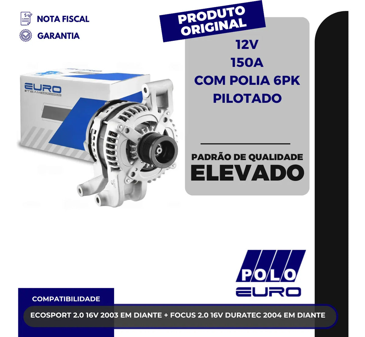 Alternador Ecosport Focus Mondeo 2.0 2004 Até 2021 12v 150a