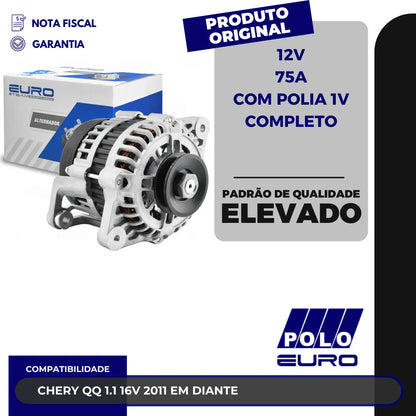 Alternador Chery Qq 1.1 16v 2011 Em Diante 12v 75a Completo