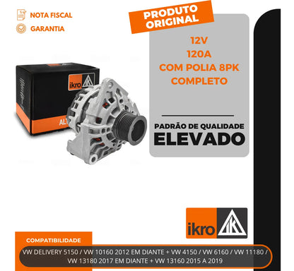 Alternador Vw Delivery 120a 12v Com Polia 8pk Completo