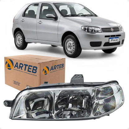 Farol Fiat Palio Restyling 2001 A 2003 Carcaça Cinza Arteb