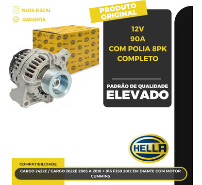 Alternador Cargo 2422e 2622e F250 Motor Cummins 12v 90a 8pk