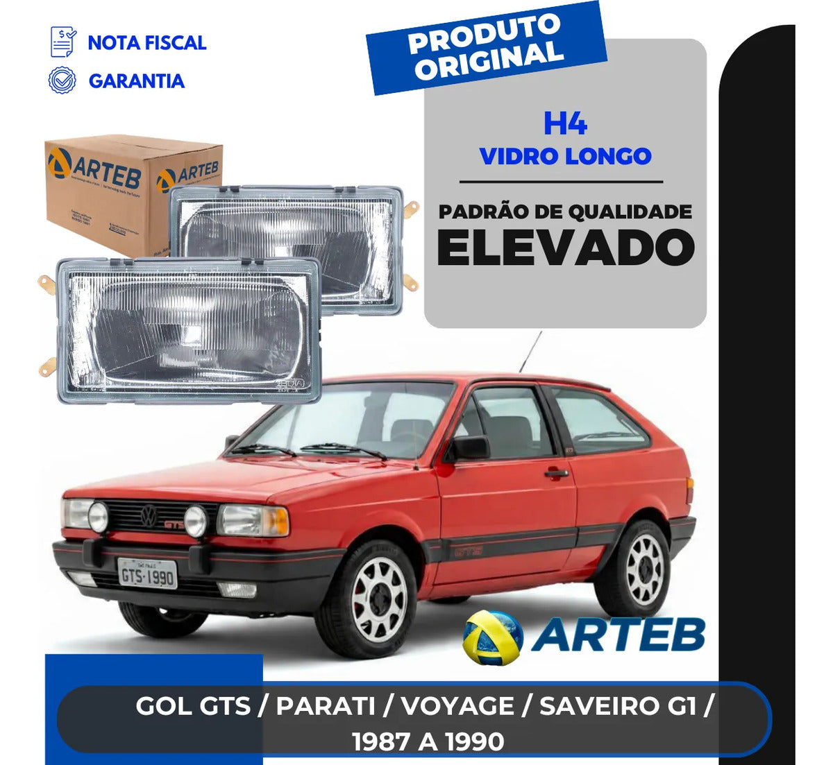 Farol Vw Gol Gts 1987 88 89 1990 Saveiro Parati G1 Arteb
