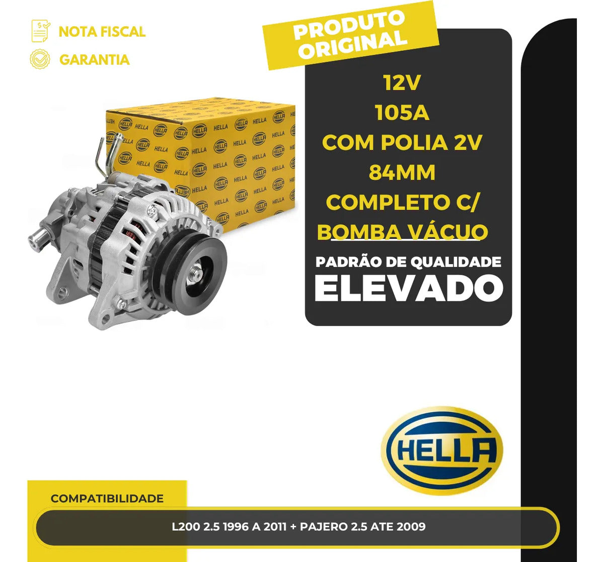 Alternador L200 2.5 99 A 12 Pajero 2.5 07 A 09 12v 105a