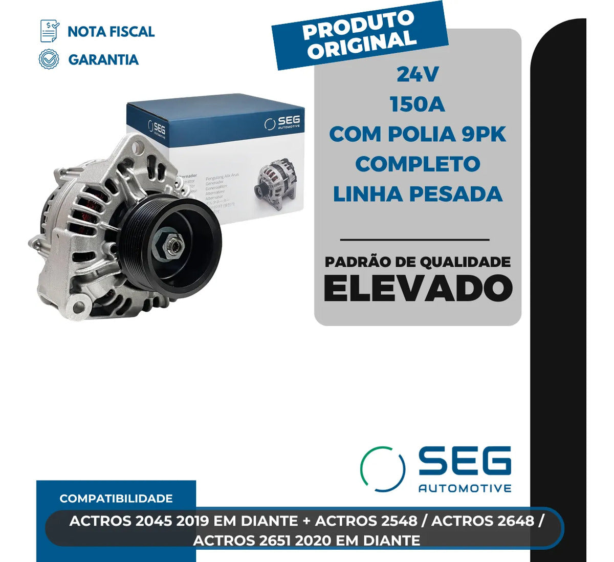 Alternador Actros 2045 2548 2648 24v 150a Com Polia 9pk