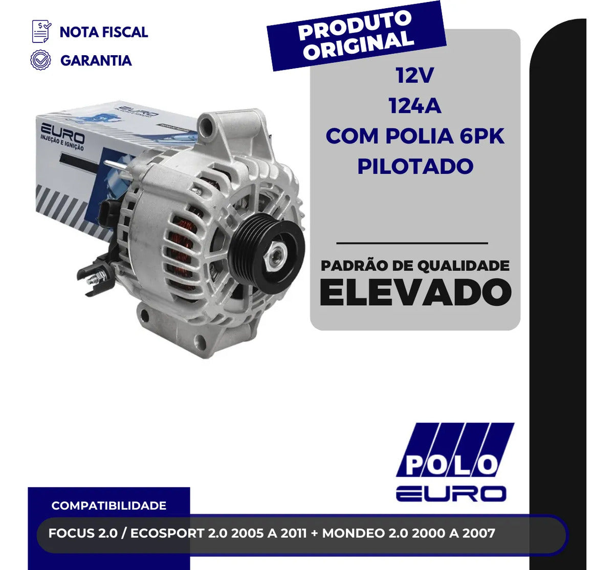 Alternador Focus Ecosport 1.6 2.0 Mondeo 2.0 2003 Até 2012