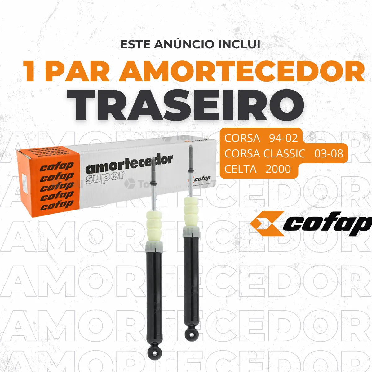 Par Amortecedor Traseiro Gm Corsa Celta Classic Prisma Cofap