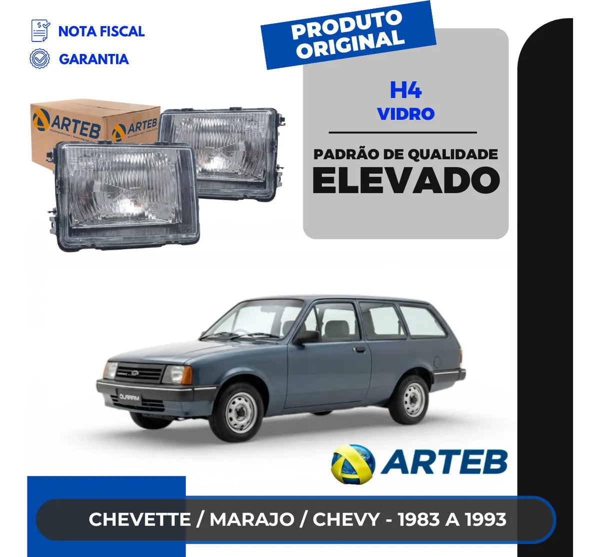 Farol Vidro Marajo 1983 A 1988 Chevette Chevy 500 Arteb