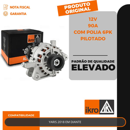 Alternador Yaris 90a 2018 Com Polia 6pk  Pilotado