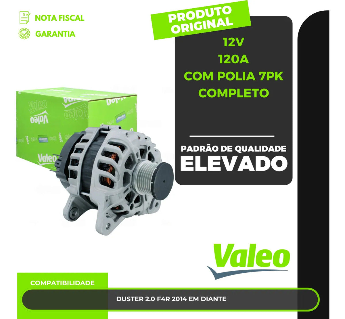 Alternador Renault Duster 2.0 Após 2014 12v 120a Polia 7pk