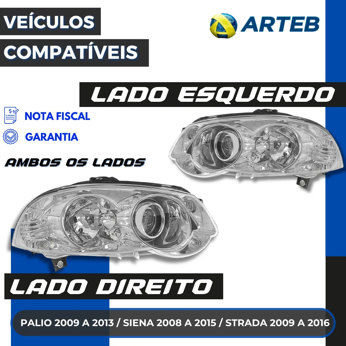 Farol Palio 2008 2009 2010 2011 2012 Cromado Arteb