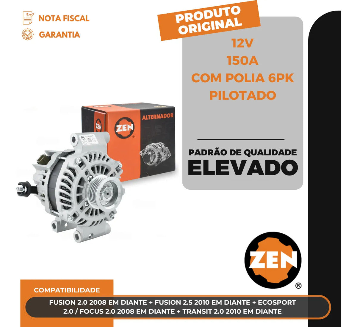 Alternador Ecosport Focus 2.0 Fusion 2.5 2008 Até 2010 12v