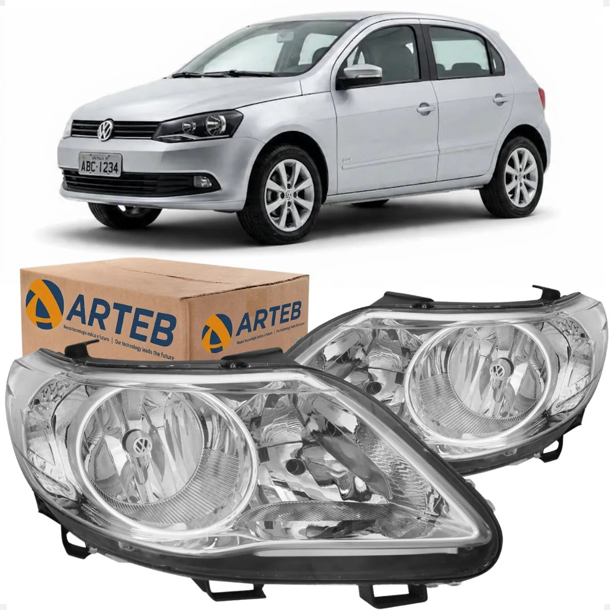 Farol Vw Gol G5 2008 A 2012 Foco Duplo Defletor Vw Arteb