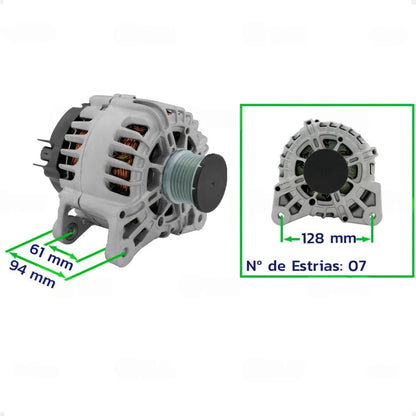 Alternador Duster 2.0 Sandero 2.0 Após 2007  12v120a