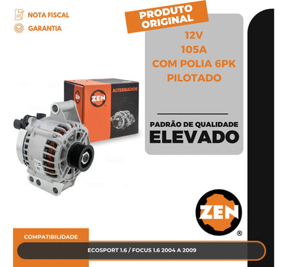 Alternador Ecosport 1.6 / Focus 1.6 2004 A 2009 12v105a
