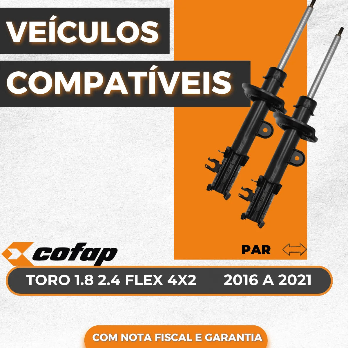 Par Amortecedor Dianteiro Toro 1.8 4x2 Cofap 2016 A 2021