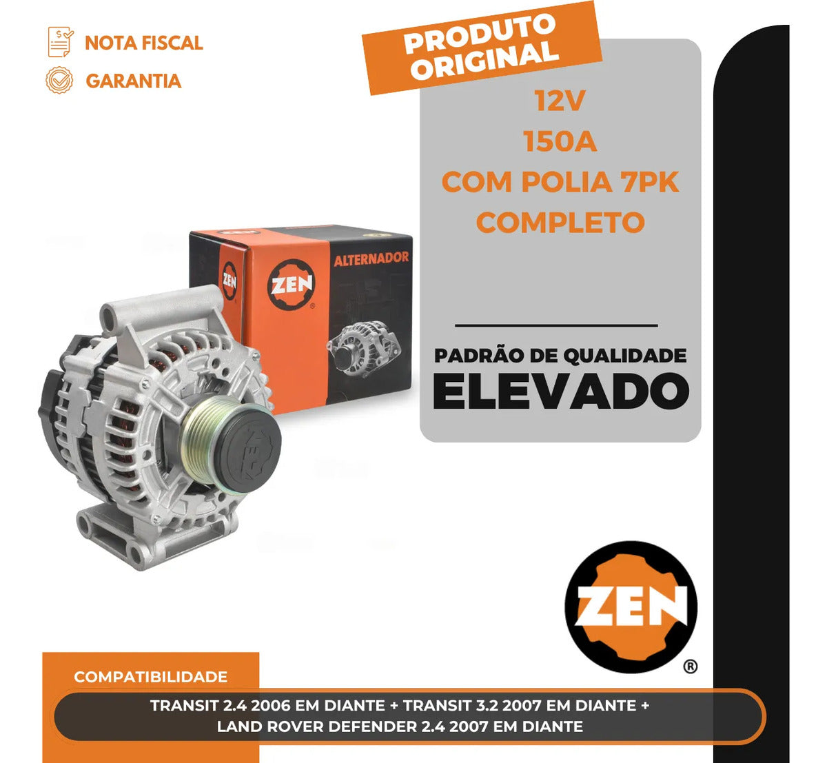 Alternador Transit 2.4 3.2 Defender 2.4 2006 Em Diante 12v