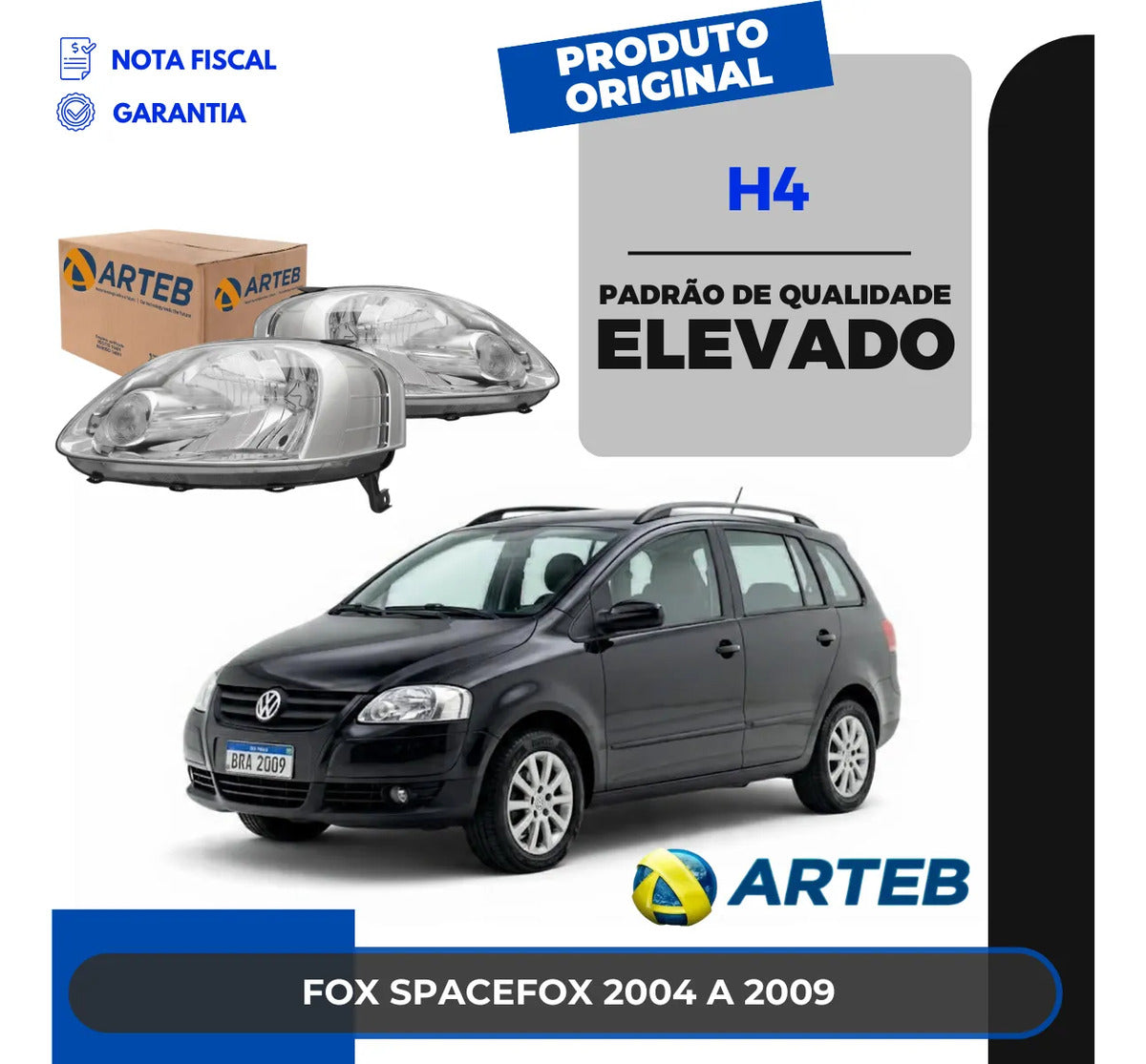 Farol Vw Fox Spacefox 2004 A 2009 Arteb