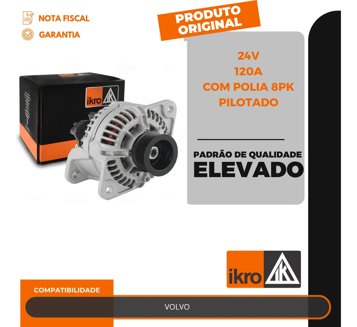 Alternador Volvo 24v 120a Polia 8pk Pilotado