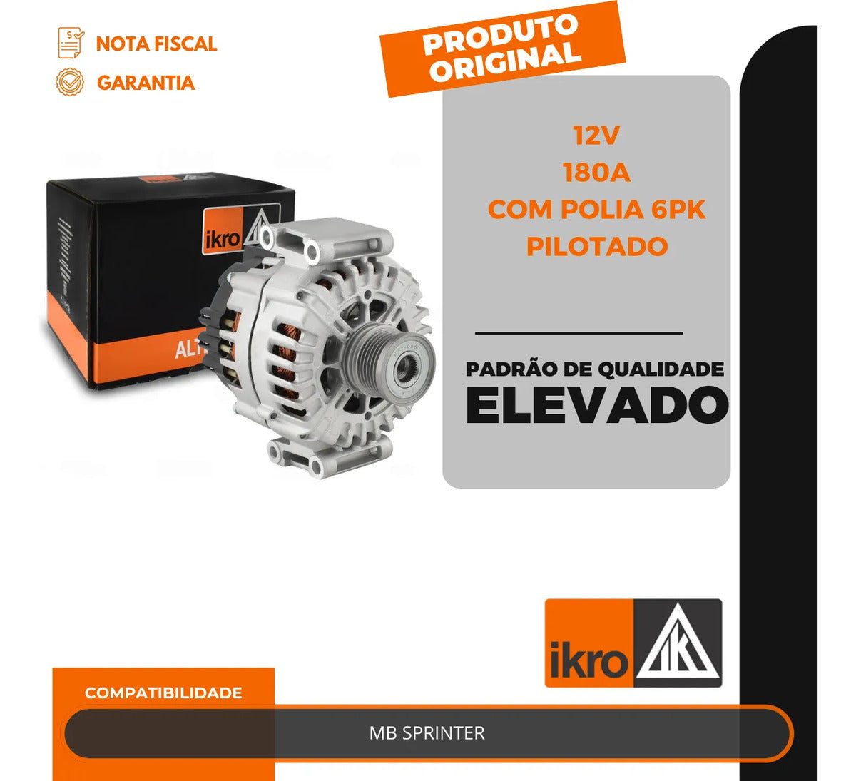 Alternador Mb Sprinter 180a 12v Completo Com Polia 6pk