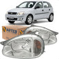 Farol Corsa 1994 A 2010 Lente Lisa Vidro Carcaca Cinza Arteb